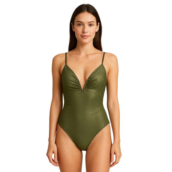 Vince Camuto V-Wire One Piece Swimsuit Safari Green NWT Size 8 - Picture 1 of 5